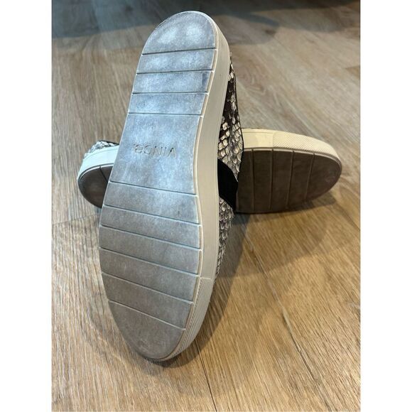 Vince python snake embossed slip on sneakers black beige size 7 leather - Picture 9 of 10